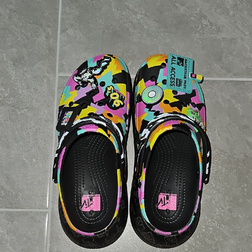 CROCS Yellow and Pink Platform Shoes